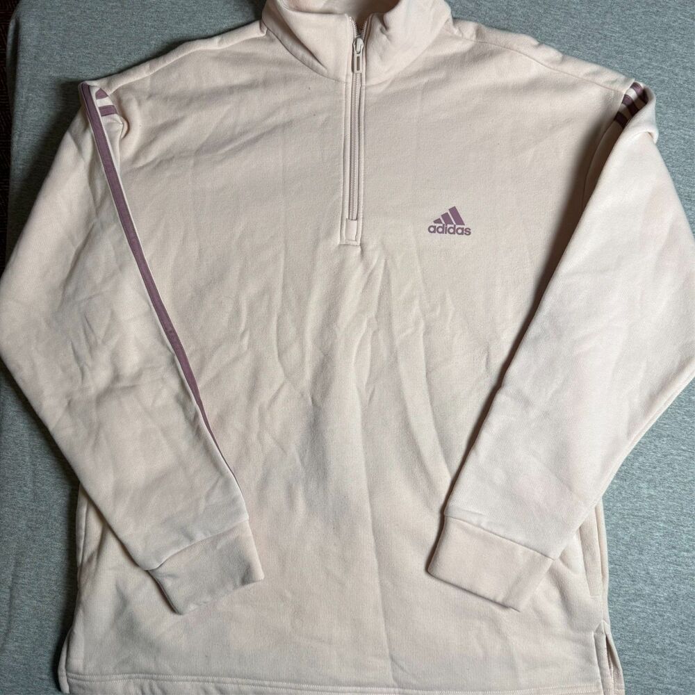 Adidas Quarter Zip Medium Pink Jacket Top Workout Shirt Long Sleeve